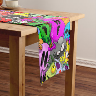 Chemin De Table Court Monstres caractères mignons Motif d'Halloween