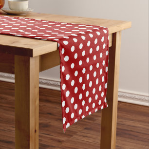 Chemin De Table Court Motif à pois carrelé blanc rouge