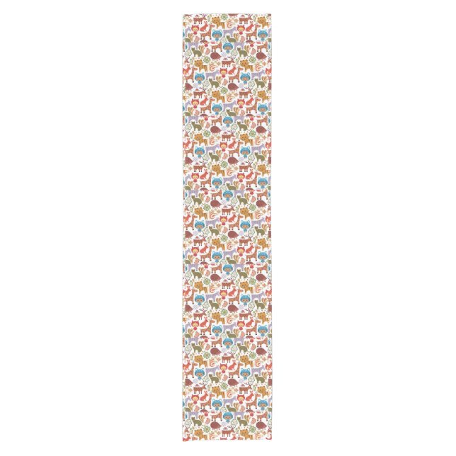 Chemin De Table Court Motif abstrait d'enfant et d'animaux (Devant)