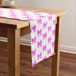Chemin De Table Court Motif arc en vichy rose-blanc