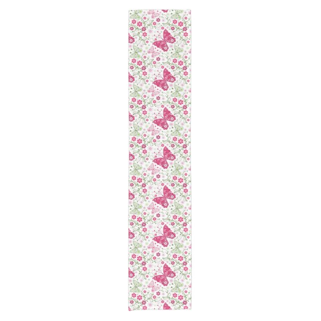 Chemin De Table Court Motif blanc floral (Devant)