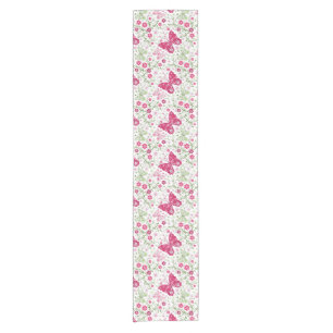 Chemin De Table Court Motif blanc floral