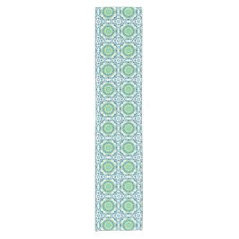 Chemin De Table Court Motif Boho turquoise et vert