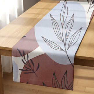 Chemin De Table Court Motif botanique abstrait rose poussiéreux et vert 