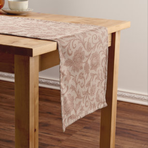 Chemin De Table Court Motif broché floral rose poussiéreux