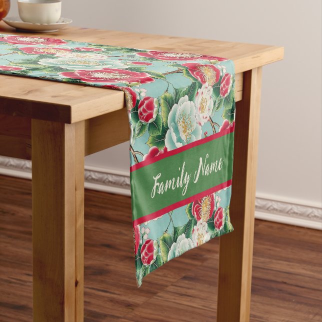 Chemin De Table Court Motif Camellia (In Situ)
