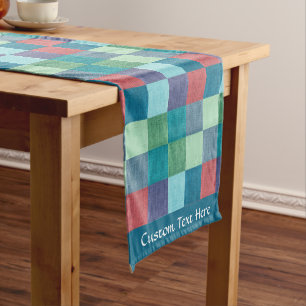 Chemin De Table Court Motif Carré À damiers surface composée rétro multi