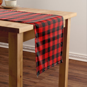 Chemin De Table Court Motif carreaux Buffalo Bûcheron Rouge Noir