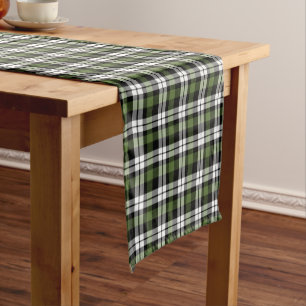 Chemin De Table Court Motif carreaux Buffalo vert foncé noir et blanc