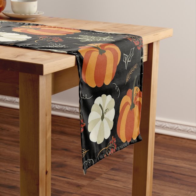 Chemin De Table Court Motif Citrouille d'automne (In Situ)