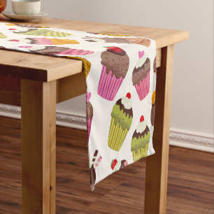 Chemin De Table Court Motif Cupcake, Motif Muffin, Chocolat, Cœurs