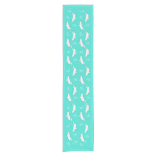 Chemin De Table Court Motif de baleines de Beluga Turquoise