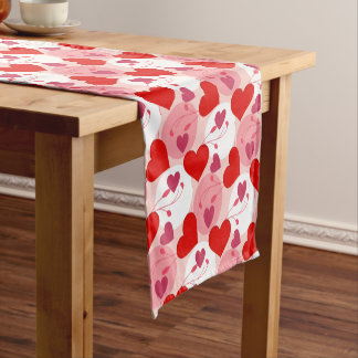 Chemin De Table Court Motif de coeur rouge et rose pour la Saint Valenti