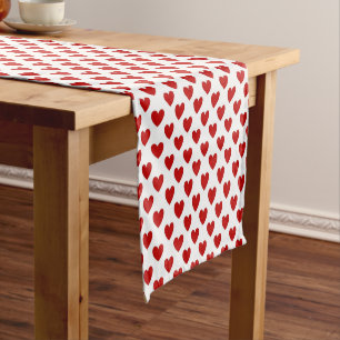 Chemin De Table Court Motif de coeurs rouges et blancs mignons