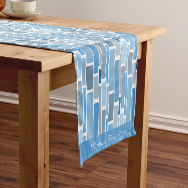 Chemin De Table Court Motif de conception géométrique bleu rétro (In Situ)