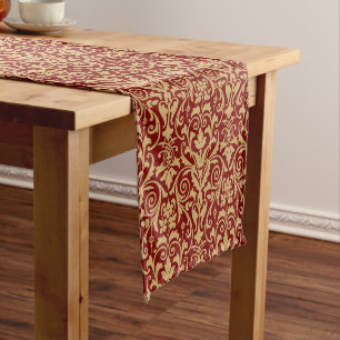 Chemin De Table Court Motif de feuillage floral défilant de l'ère victor