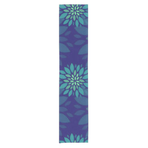 Chemin De Table Court Motif de feuilles florales bleu marine et vert mod