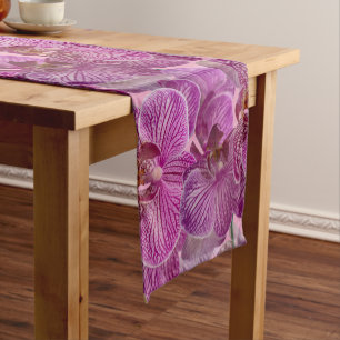 Chemin De Table Court Motif de fleurs d'orchidée rose magenta