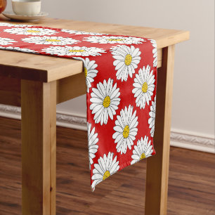 Chemin De Table Court Motif de marguerite jaune rouge blanc