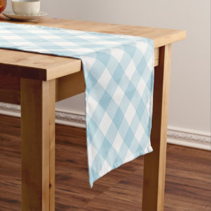 Chemin De Table Court Motif de plaid En vichy bleu clair