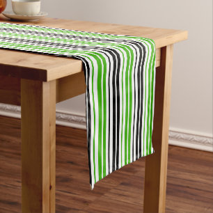 Chemin De Table Court Motif de rayures vert noir blanc