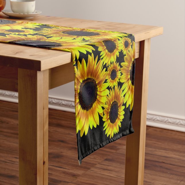 Chemin De Table Court Motif de tournesol jaune vif (In Situ)