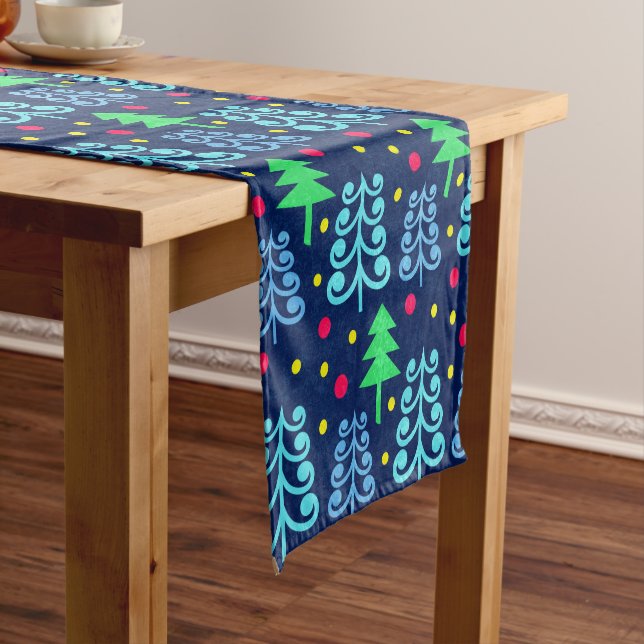 Chemin De Table Court Motif des arbres de Noël (In Situ)
