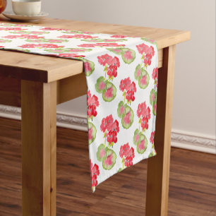 Chemin De Table Court Motif des Geraniums de couleur rouge