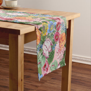 Chemin De Table Court Motif du jardin des fleurs printanières