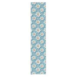 Chemin De Table Court Motif Élégant de Fleur Blanche avec Perles