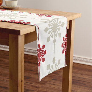 Chemin De Table Court Motif élégant rouge et blanc de Noël de flocon de
