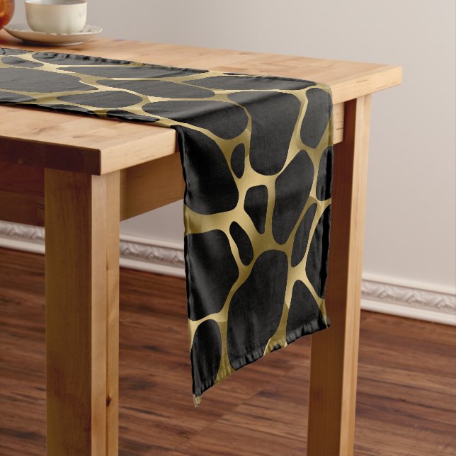 Chemin De Table Court Motif Empreinte de léopard Black & Gold (In Situ)