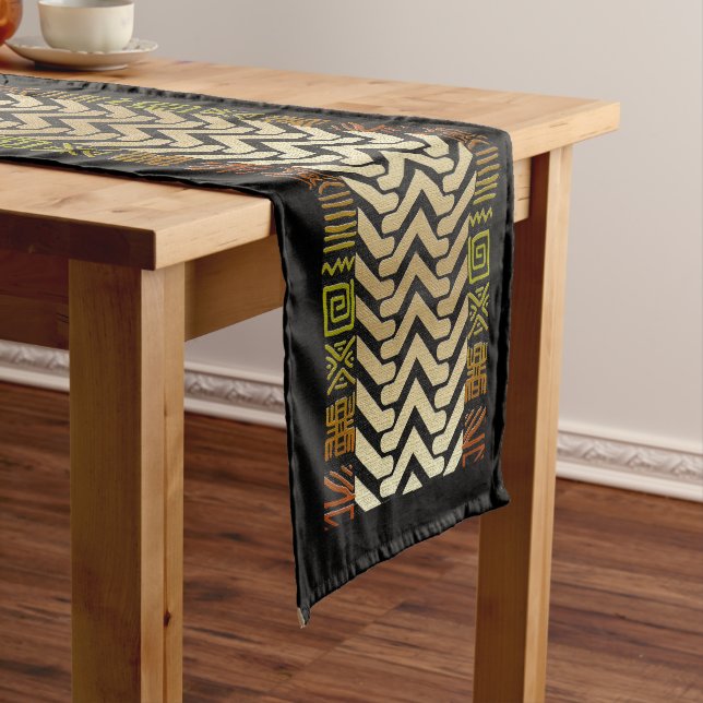 Chemin De Table Court Motif en tissu de boue africain (In Situ)