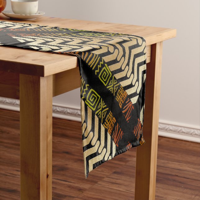Chemin De Table Court Motif en tissu de boue africain (In Situ)