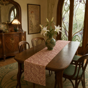 Chemin De Table Court Motif floral Art Nouveau vintage complexe sauvage