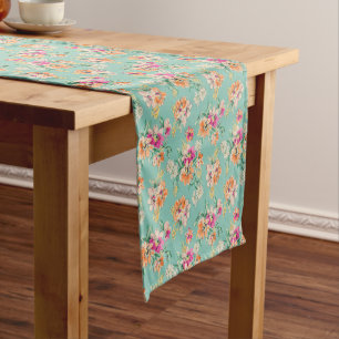 Chemin De Table Court Motif floral de croquis lumineux