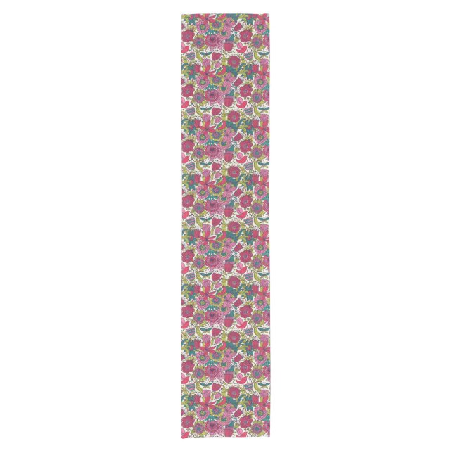 Chemin De Table Court Motif floral lumineux (Devant)