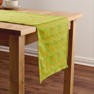 Chemin De Table Court Motif floral vert chartreuse élégant