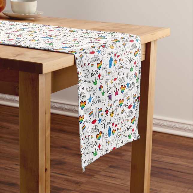Chemin De Table Court Motif Gay pride Doodle (In Situ)