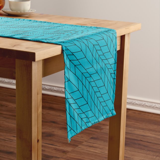 Chemin De Table Court Motif géométrique Abstrait Herringbone stylisé (In Situ)