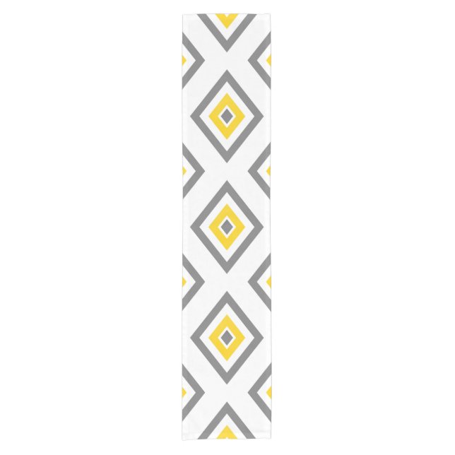 Chemin De Table Court Motif géométrique gris jaune blanc diamant (Devant)