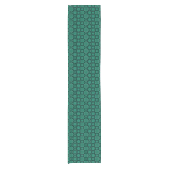 Chemin De Table Court Motif géométrique MCM rétro Turquoise (Devant)