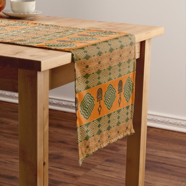 Chemin De Table Court Motif géométrique tribal africain ethnique (In Situ)