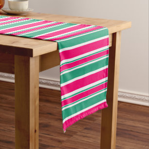 Chemin De Table Court Motif horizontal rayé rouge-vert