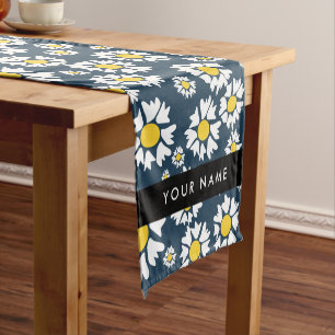 Chemin De Table Court Motif Marguerite, Marguerites Blanches, Votre Nom