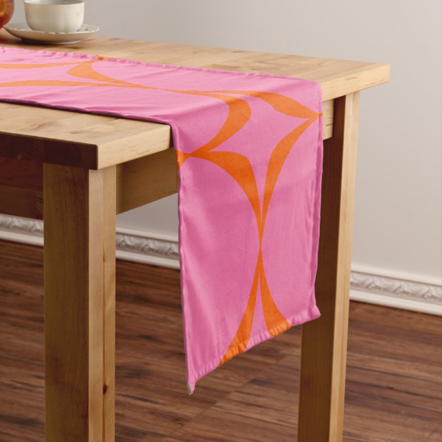 Chemin De Table Court Motif médium rose et orange rétro couleur   (In Situ)