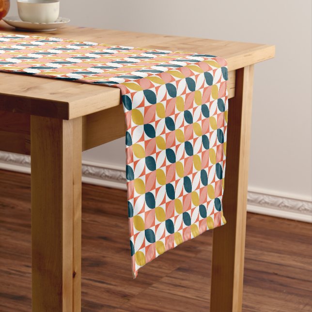 Chemin De Table Court Motif moderne de feuille de la moitié du siècle (In Situ)