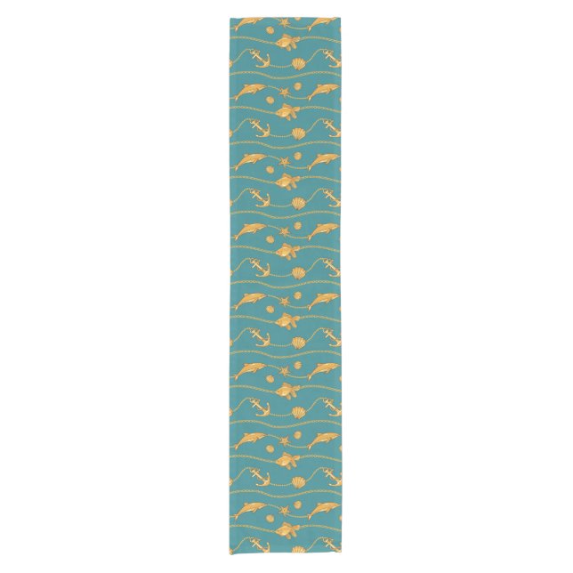Chemin De Table Court Motif nautique d'or (Devant)