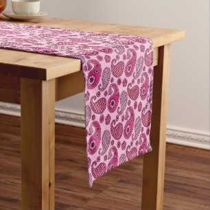 Chemin De Table Court Motif Paisley, nuances de lumière à rose profond