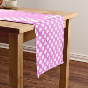 Chemin De Table Court Motif pois carrelé rose blanc